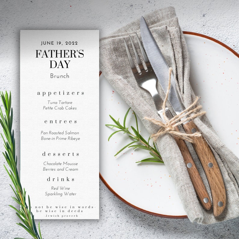 Father's Day Menu Template. Father's Day Brunch Menu Template. Fathers ...