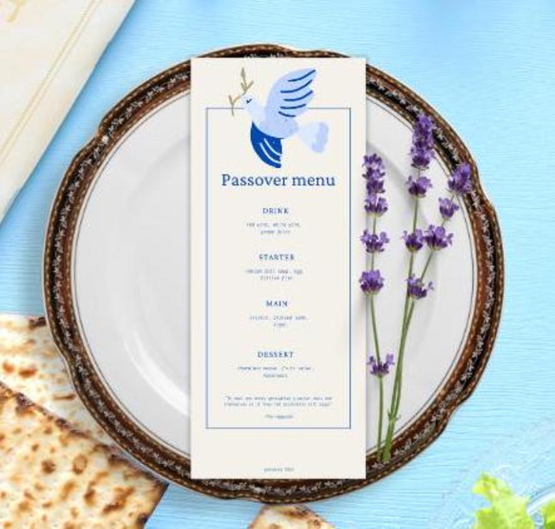 Printable Passover Seder Menu Template, Modern Passover Dinner Menu ...