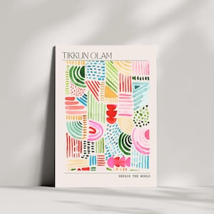 Tikkun Olam Art Poste |Jewish Wall Art |Repair the World Watercolor abstract | Jewish Art | Jewish Home DecorPoster, Jewish gift