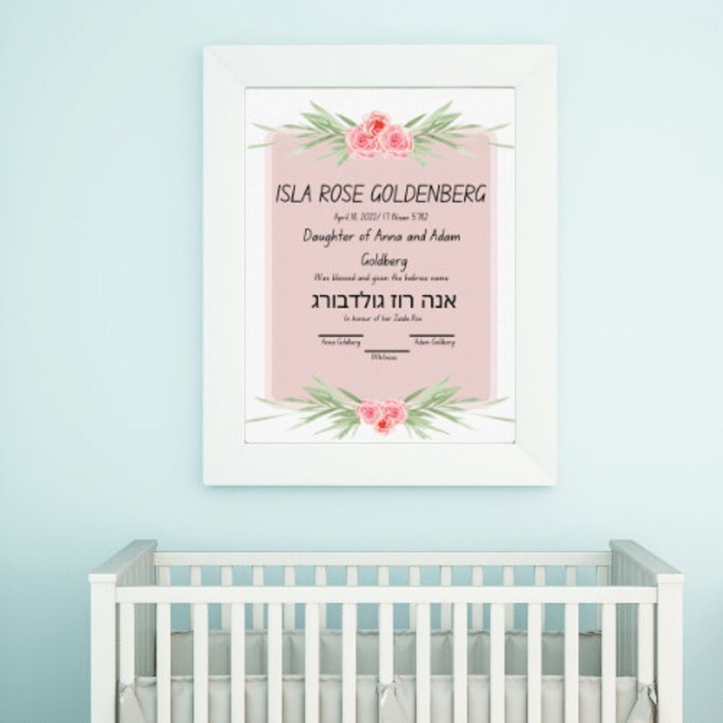 Jewish Baby Naming Certificate Template. June Baby Naming | Etsy