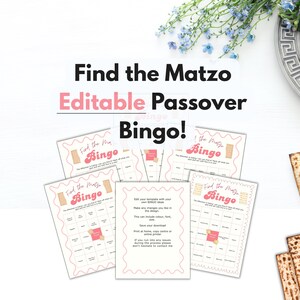 Passover Afikomen Bingo Game editable – Fun + Unique Seder Activity! Last-Minute editable Pesach Game for Kids & Guests, elevate your seder