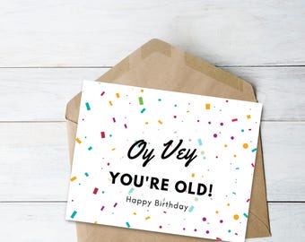 Pack of 10 happy birthday oy vey Greeting Cards – Blank Inside, Jewish Celebration Cards for birthdays. yidish birthday card