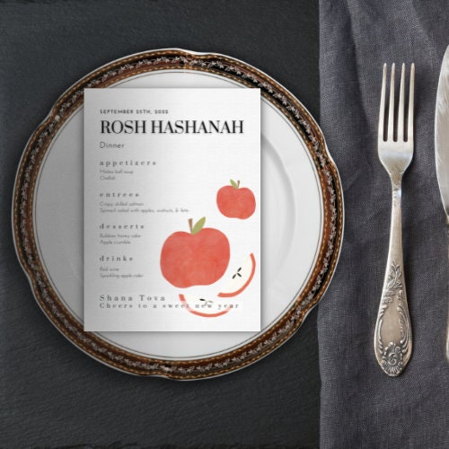 Rosh Hashanah Menu Template. Jewish High Holiday Menu Template. Rosh ...