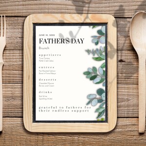 Father&#39;s day menu template. Father&#39;s day brunch menu template. Fathers day download. Father&#39;s day printable template. Editable DIY template