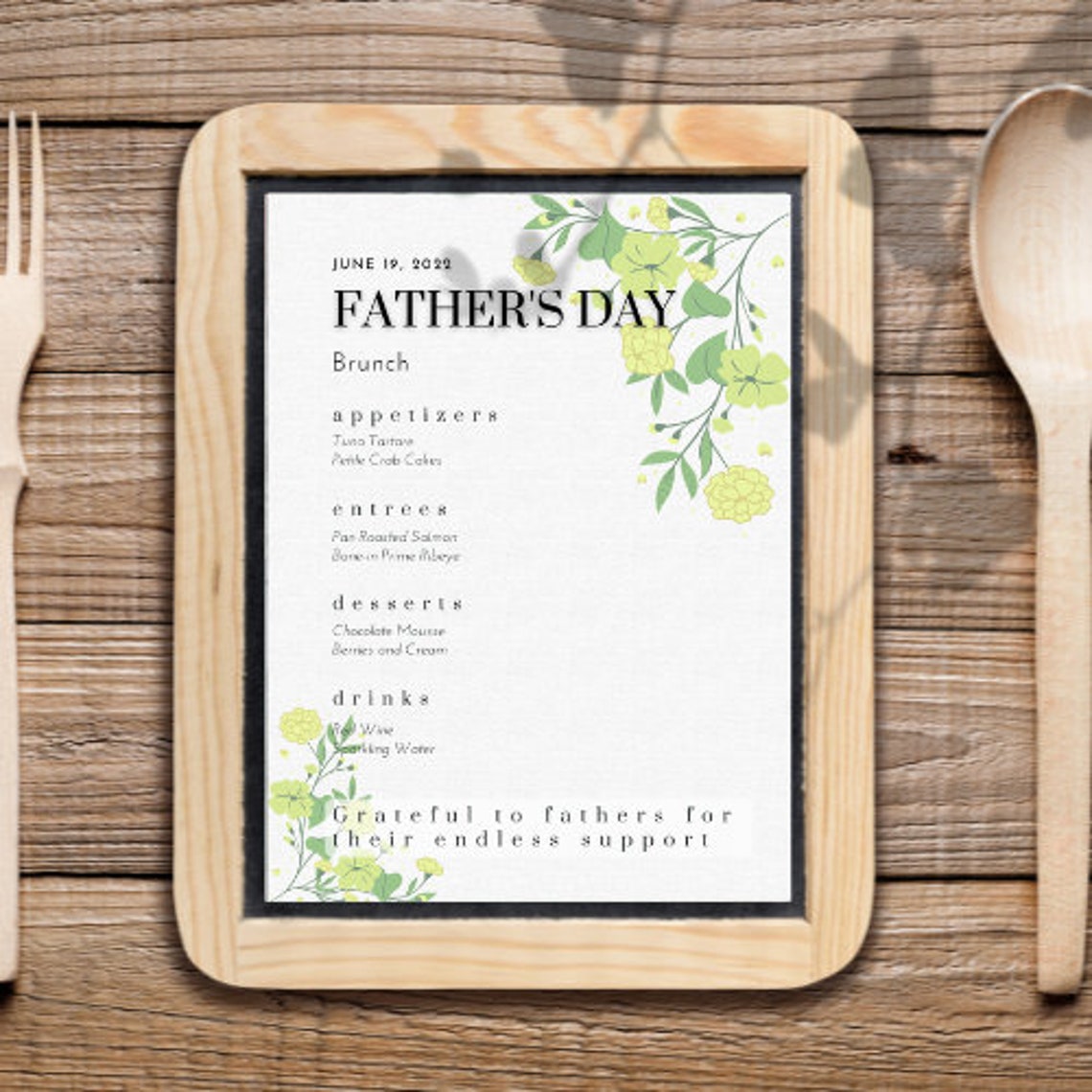 Father's Day Menu Template. Father's Day Brunch Menu Etsy