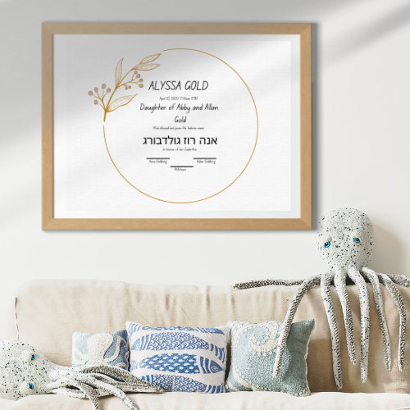Jewish Baby Naming Certificate Template. Baby Naming Download. Simchat ...