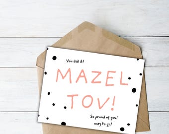 Pack of 10 Mazel Tov Greeting Cards – Blank Inside, Premium Matte Paper, Jewish Celebration Cards for Weddings, Bar/Bat Mitzvahs & More