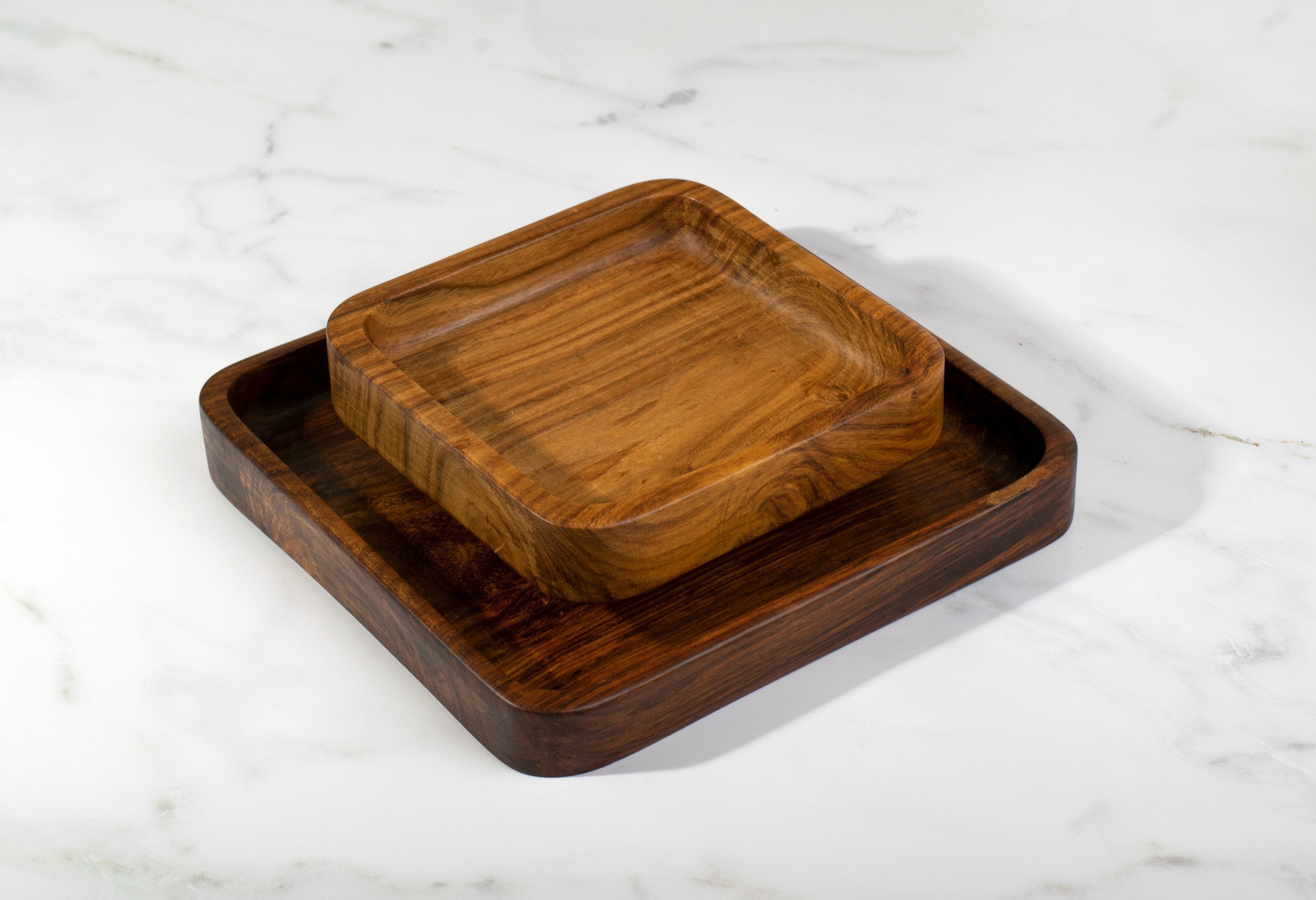 Unique Handmade Egyptian Wood Pistachio Snack Bowl Double Dish Holder