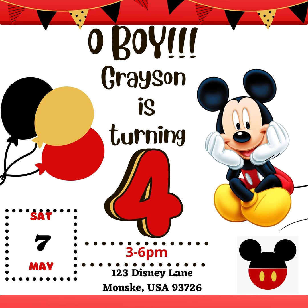 Customizable Mickey Mouse Invitations for Every Celebration