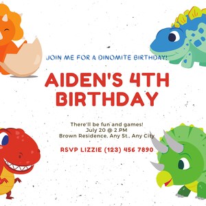 Customizable Dinosaur Birthday Invitation