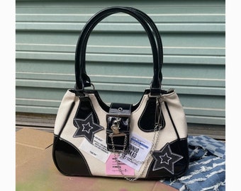 Western Bag, Modern BagY2k Nylon Patent Leather Canvas Underarm Women's Bag, Star Chain One Shoulder Messenger Women's Bag,