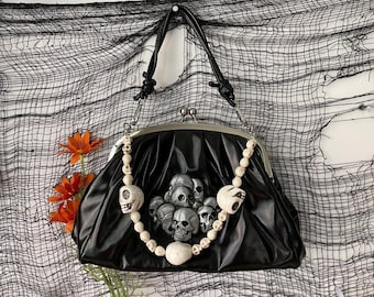 Y2k Vintage Armpit Bag,2K Hot Girl Skull Pattern Unique Design Shoulder Bag,Niche Design Shoulder Bag,