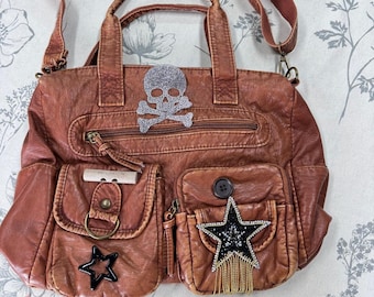 Schedelontwerp Retro Knoopdop Vintage Patch Messenger Bag Oude Ster Tas Crossbody Tas, Y2k Vintage Okseltas,