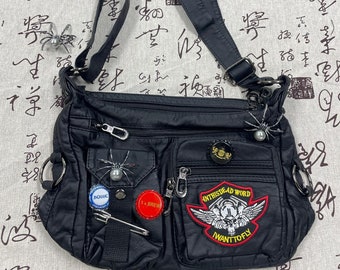 Retro Button Bottle Cap Vintage Patch Messenger Bag Old Star Bag Crossbody Bag