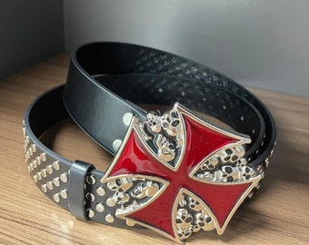 Punk Rivets  Belt, Y2K Punk Love Leather Belt,Y2K Belt, Punk Belt,Rock Belt Unisex,Trendy Waistband.