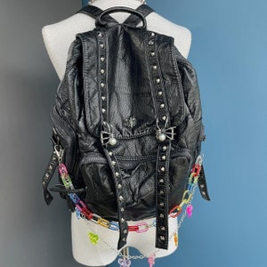 Black Punk Rivet  School Bag, Unisex Large Capacity Punk Casual Backpack Perfect For Laptop Y2K Punk Backpack ，Handmade Backpack