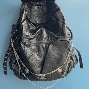 Punk Backpack,black Punk Rivet Chain School Bag,unisex Large Capacity ...