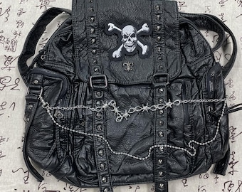 Sac à dos décontracté gothique unisexe grande capacité, parfait pour ordinateur portable, tout neuf, sac à dos punk Y2K, sac d'école noir à rivets punk,