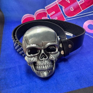 Y2K Gothic Rivet Buckle Belt,Punk Rivets Skull Belt, Head Skull Buckle Belt,Y2K Belt, Punk Belt,