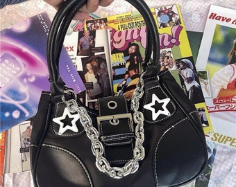 Niche Iron Chain Y2k Millennium Armpit Bag,Y2K Handmade Bag,Y2K Star  Design New Messenger Bag