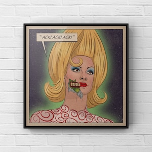 Marsmeisje-print | Poster Mars aanvallen | Filmkunstwerk uit de jaren 90 | Retro kunst aan de muur | Tim Burton | INGELIJSTE
