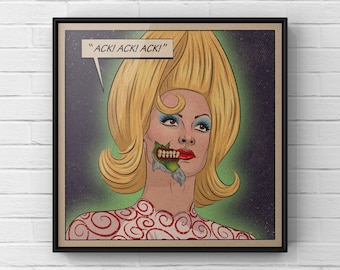 Stampa di una ragazza marziana / Poster di Mars Attacks / Opera d'arte di un film degli anni '90 / Arte murale retrò / Tim Burton / SENZA CORNICE