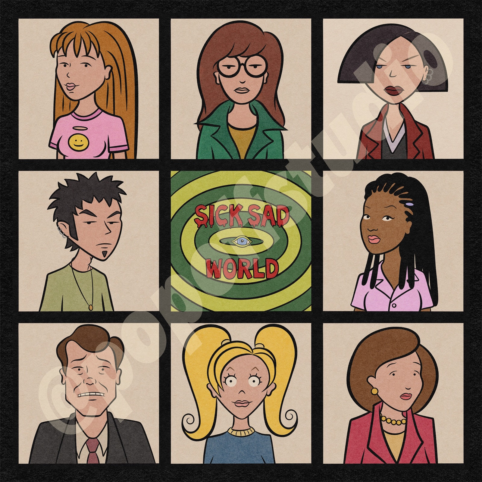 Daria Characters Print 90s Cartoon Poster Retro Style Wall Art