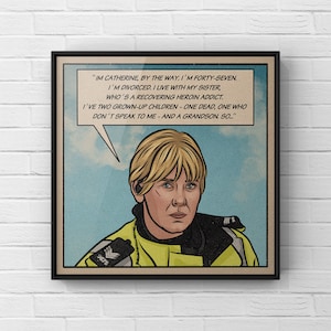 Impression de style rétro Catherine Cawood | Affiche de vallée heureuse | Oeuvre d'art télévisée britannique | Portrait de Sarah Lancashire