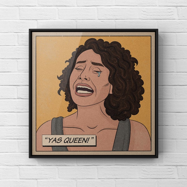 YAS QUEEN Retro Style Print | Broad City Wall Art | Ilana Glazer Portrait | TV Show Poster