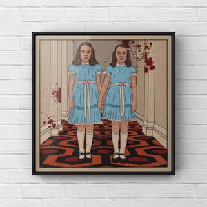 Grady Twins Art Print | The Shining Digital Art | 80s Horror Movie Poster | Retro Wall Art | UNFRAMED