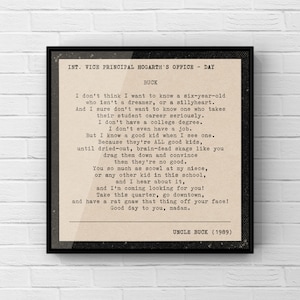 Uncle Buck Quote Print | 80s Movie Poster | Film Script Typography Film Quote Print