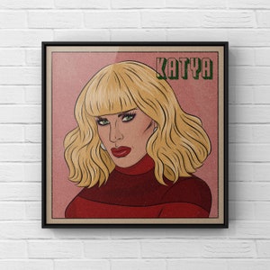 Katya Zamolodchikova レトロスタイルプリント | Rupaul&#39;s Drag Race ポスター | ドラァグクイーン ウォールアート | フレームなし