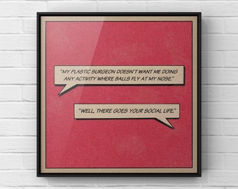 Impresión de estilo vintage de There Goes Your Social Life / Arte de la película Clueless / Póster con cita de película / Ilustración de cómic