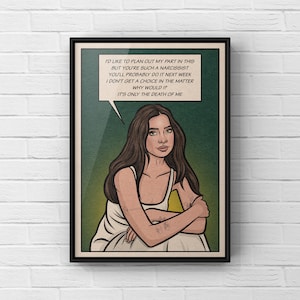 Impression d'art Lizzy McAlpine | affiche de la fin du monde | Paroles de chanson imprimées | Affiche rétro bande dessinée A4 A3 A2 A1 | SANS CADRE