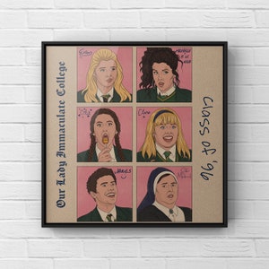 Derry Girls Retro Style Print | TV Comedy Poster | Erin, Orla, Michelle, Clare, James, Sister Michael