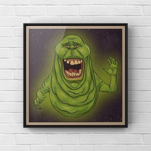 Slimer Retro Print | Ghostbusters Artwork | 80s Movie Poster