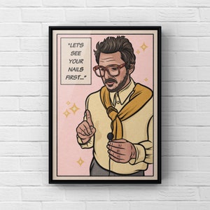Impression d'art rétro Pedro Pascal | Voyons d'abord vos ongles | Affiche A4 A3 A2