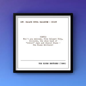 The Blues Brothers Print DIGITAL DOWNLOAD | The Blues Brothers Poster | 80s Movie Poster | Screenplay Print | Film Quote