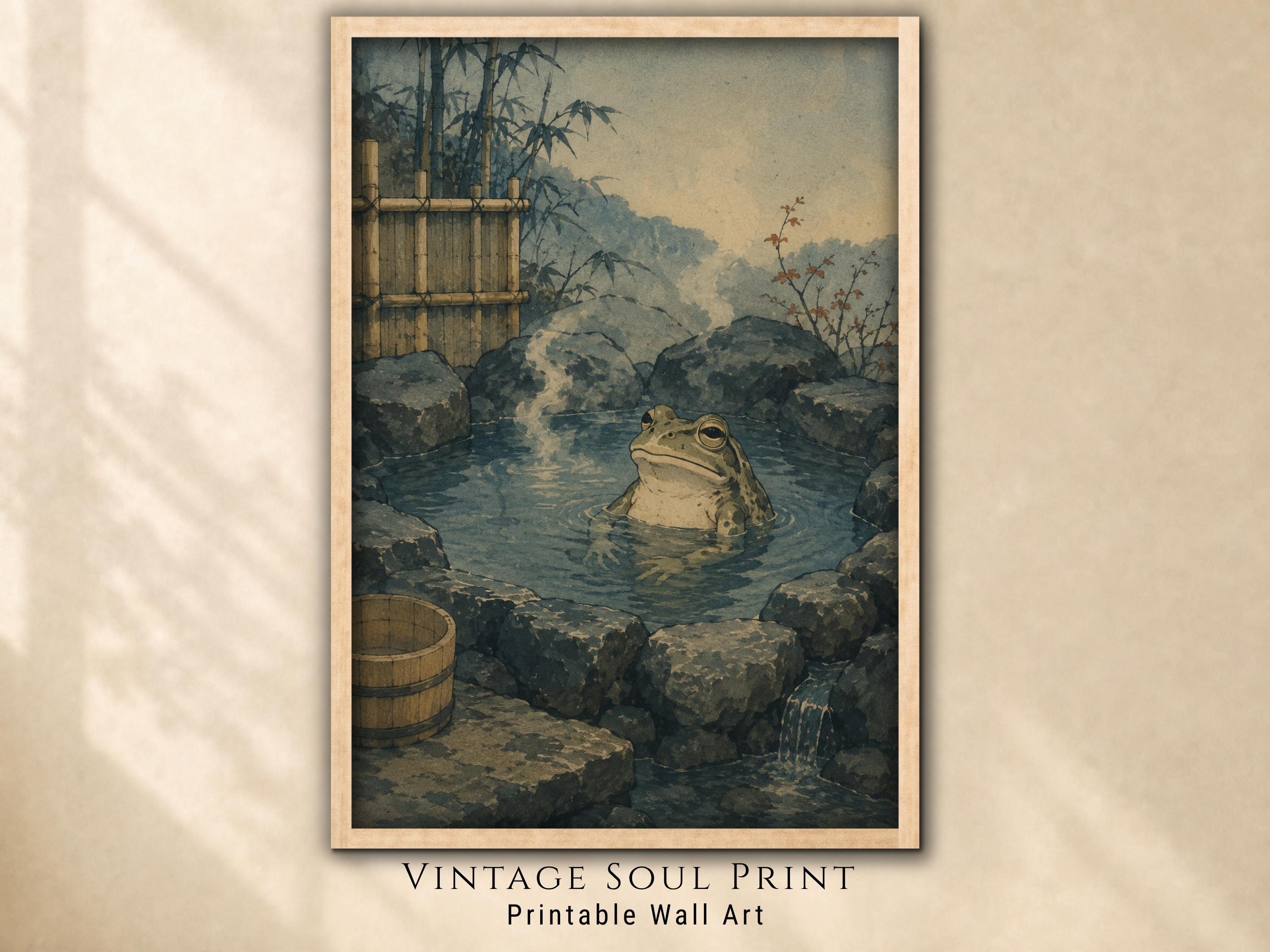 Japanese Onsen Frog Art - Etsy