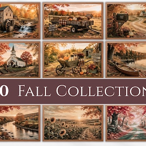 Rustic Fall Landscapes TV Art Collection, Autumn Digital Wallpaper, Harvest Home Decor (Digital Download)