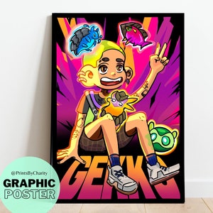 Affiche Valorant Gekko + Homies | Affiche graphique de Valorant | Style dessin animé | Cadeau de fan Valorant pour elle, lui, ses amis et sa famille