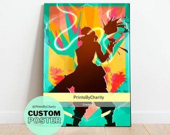 May include: A custom poster with a silhouette of a person in a colorful abstract background. The poster has the text "PrintsByCharity" and "Custom Poster" on it.