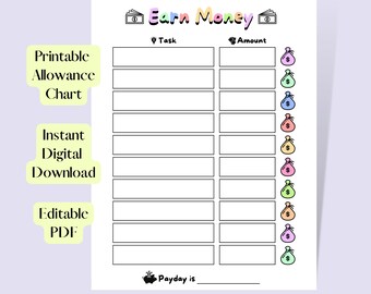 Pocket Money Chart Printable - Etsy UK
