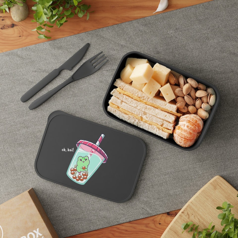 Discover Boba Lovin Chubbles the Frog Bento Box with Band and Utensils