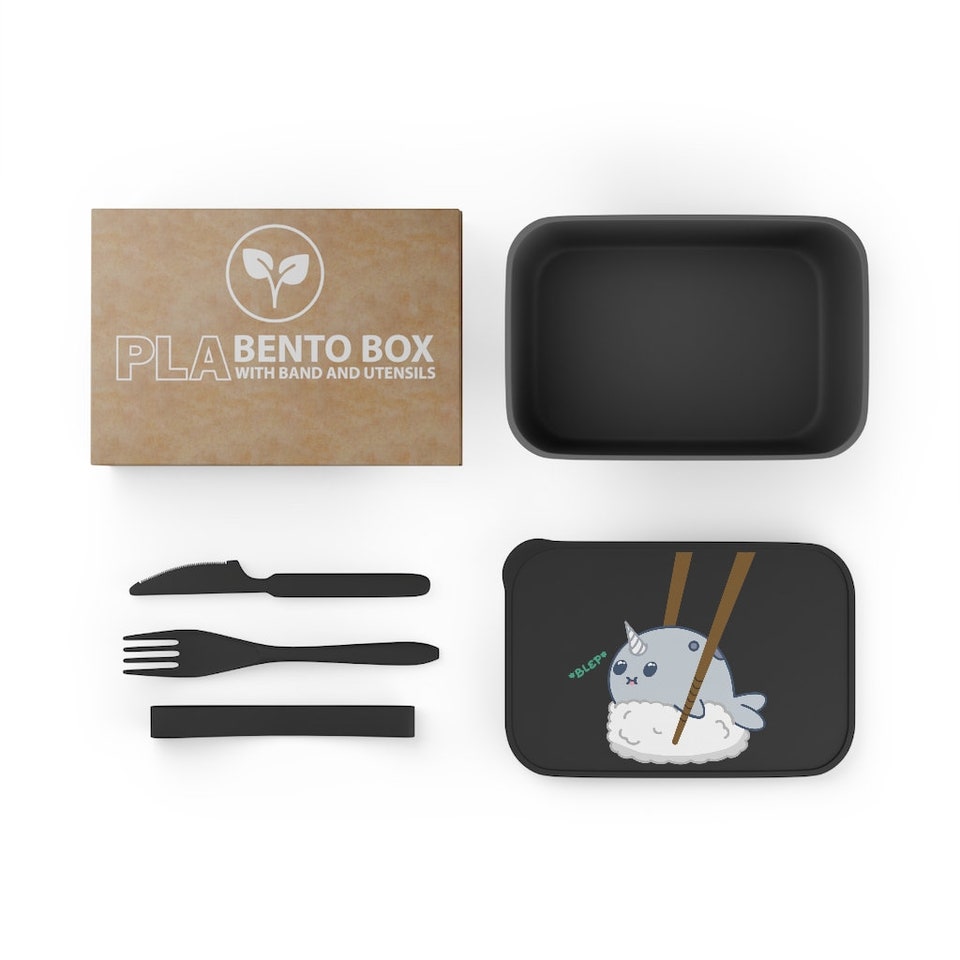 Narwhal *BLEP* Bento Box with Band and Utensils