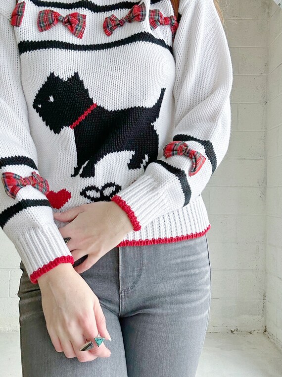 Vintage 80s Dog Sweater Super Cute Novelty Scotty… - image 5