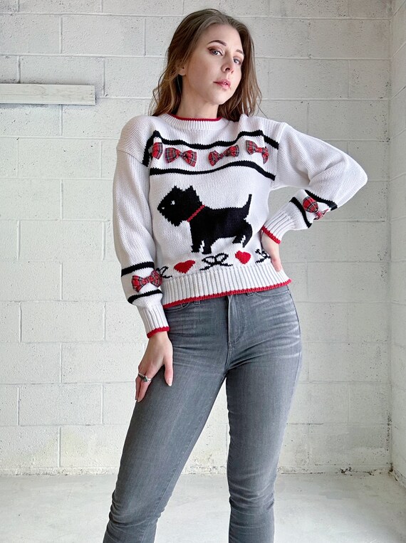 Vintage 80s Dog Sweater Super Cute Novelty Scotty… - image 3