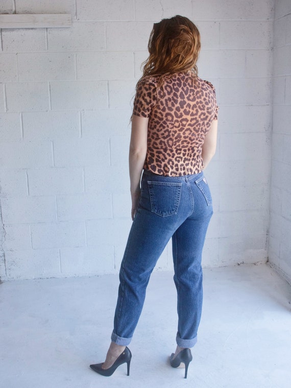 Vintage 50s Leopard Print Blouse Rare Double Brea… - image 4