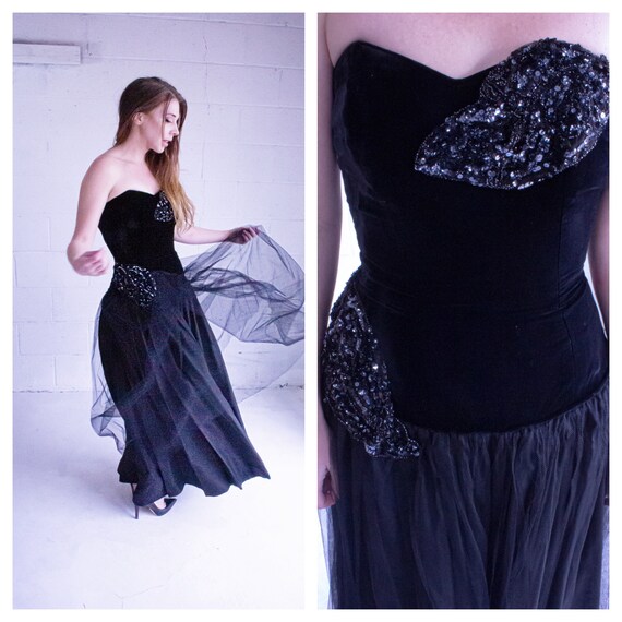 Ball gown in black silk velvet 2025