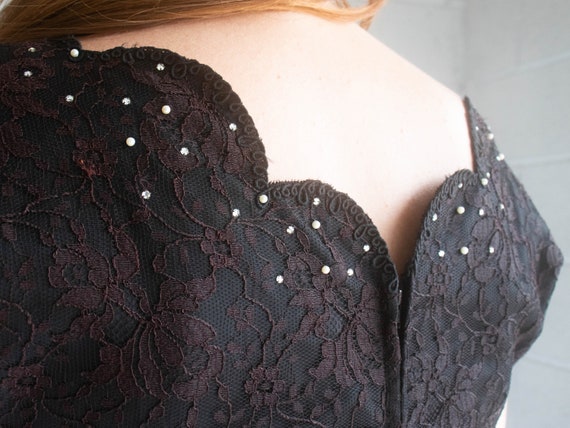 Vintage 1950s Black Lace and Rhinestone Wiggle Pa… - image 9